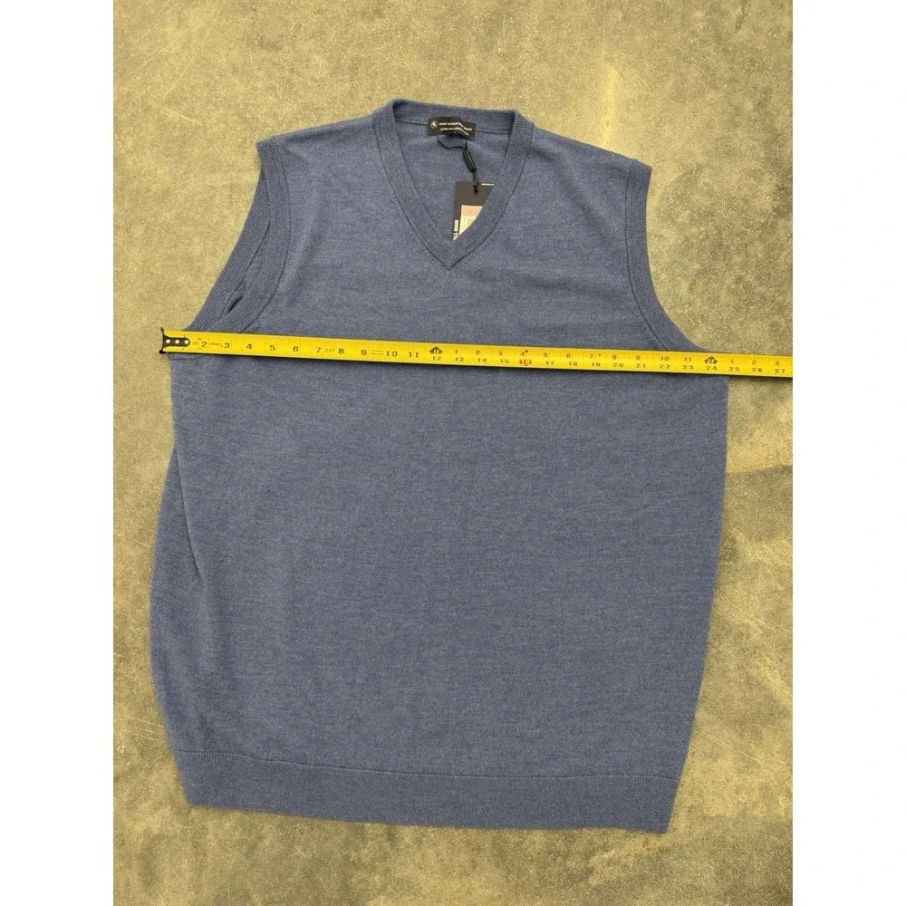 Hart Schaffner Vest Sweater Men's XLT V-Neck 100% Fine Merino‎ Wool Blue NWT